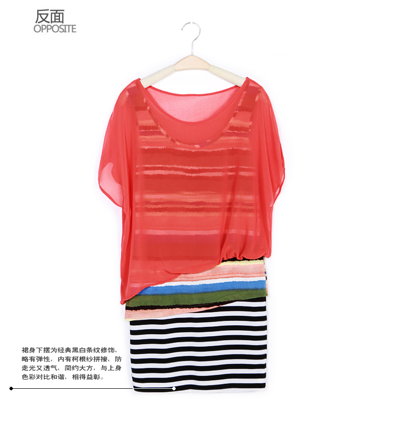 Женское платье Kan Mi Youn sl5l0070 2013 Смешанные ткани Женское платье Kan Mi Youn sl5l0070 2013 2013 года В полоску Короткий рукав О-вырез