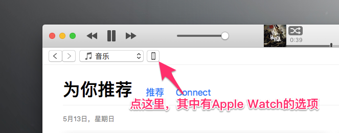 iTunes上的关联Apple Watch 的设置