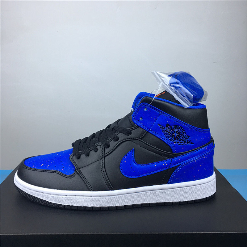 乔1 泼墨 黑蓝 36-45 nike air jordan 1 mid aj1 554724-048