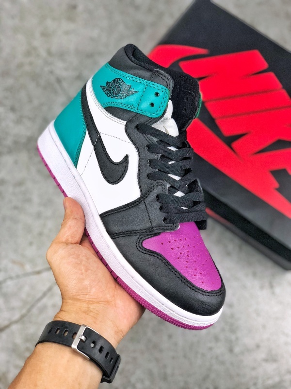 全新版本,男女全码 air jordan 1 og bred toe aj1紫绿鸳鸯全鞋头层皮