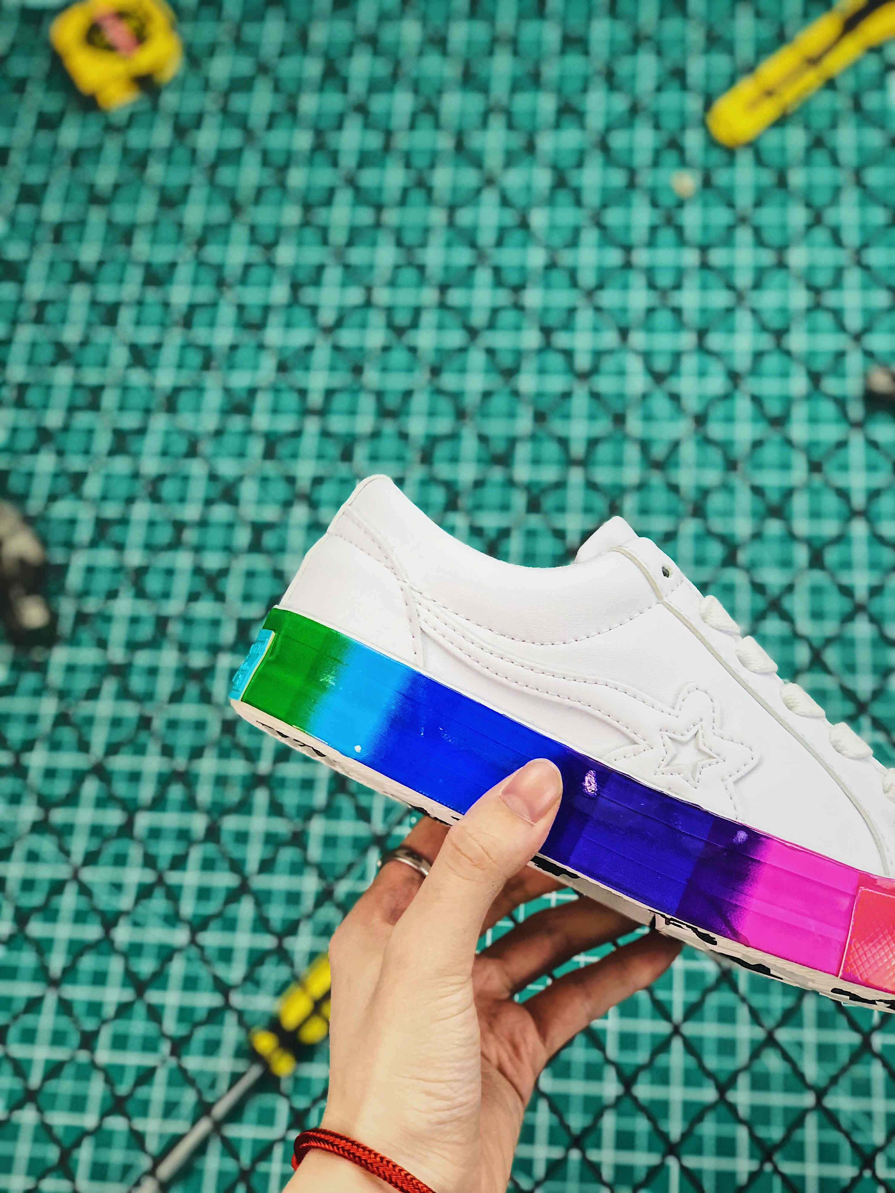 匡威小花联名板鞋converse golf le fleur彩虹情侣鞋166409c情侣款35