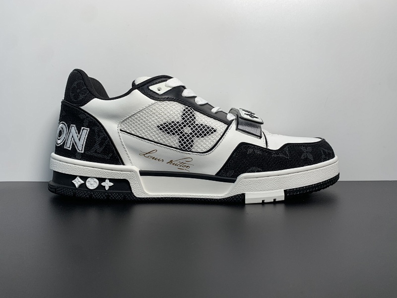 LouisVuitton路易威登Trainer小牛皮系带板鞋黑白,熊猫38-47