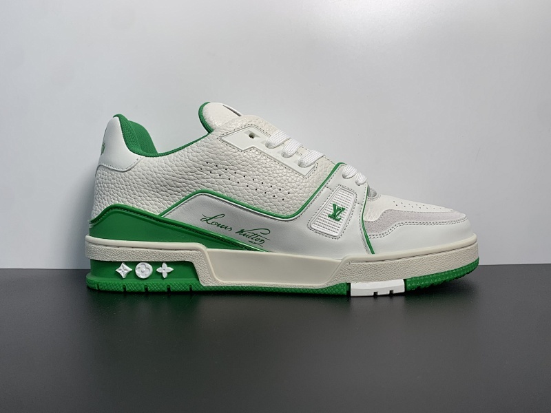 顶级纯原 LOUSVTTON路易威登Trainer 54低帮系带时尚板鞋男女冋款,白绿 尺码：38-46