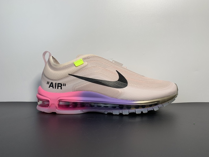 【CA90B】Off-White x Nike Air max 97 AJ4585-600 OW联名款彩虹渐变 子弹全掌气垫跑鞋 尺码：36 -46