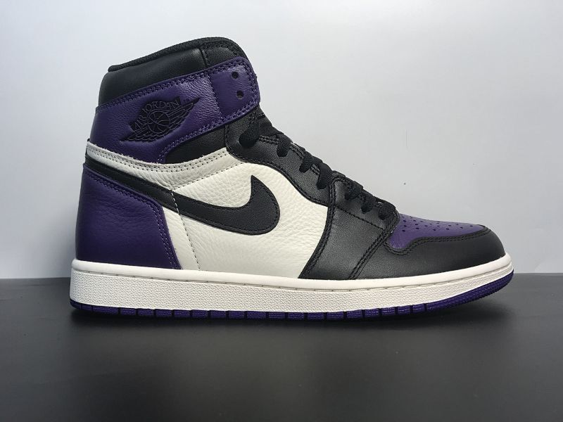 【DB50BA】原厂头层AJ1乔丹1代 Air Jordan 1“Court Purple" 货号555088-501 乔1 黑紫脚趾 尺码：40～46