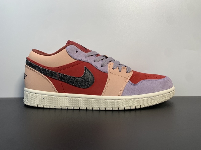 Air Jordan 1 low AJ1 红粉紫彩色拼接 低帮红豆奶茶 DC0774-602尺码：36～46