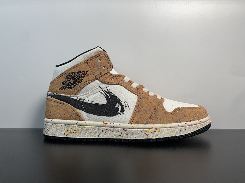 Air Jordan 1 Mid “Paint Splatter”货号：DA8005-100.尺码36-46