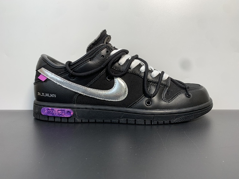 dunk ow联名黑紫OFF-WHITE x Nike Dunk low 黑紫 绑带 OW联名板鞋 dm1602-001