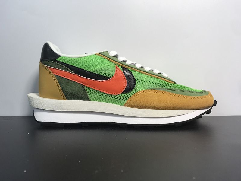 【CD00BA】 PK 纯原 生产线产物 Nike x SACAI Waffle Daybreak  "黄绿"配色 正确鞋面卡色 用料 正确双勾 重叠鞋舌位置  100%原纸板 原楦头