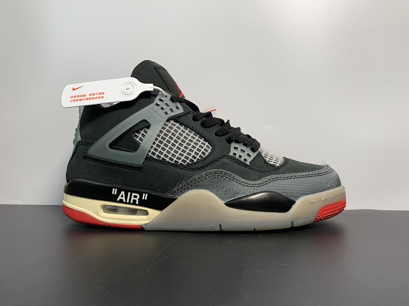 OFF-WHITE x Air Jordan 4 “Bred” CV9388-001 乔丹4代 AJ4 OW 黑红 40 40.5 41 42 42.5 43 44 44.5 45 46 47.5