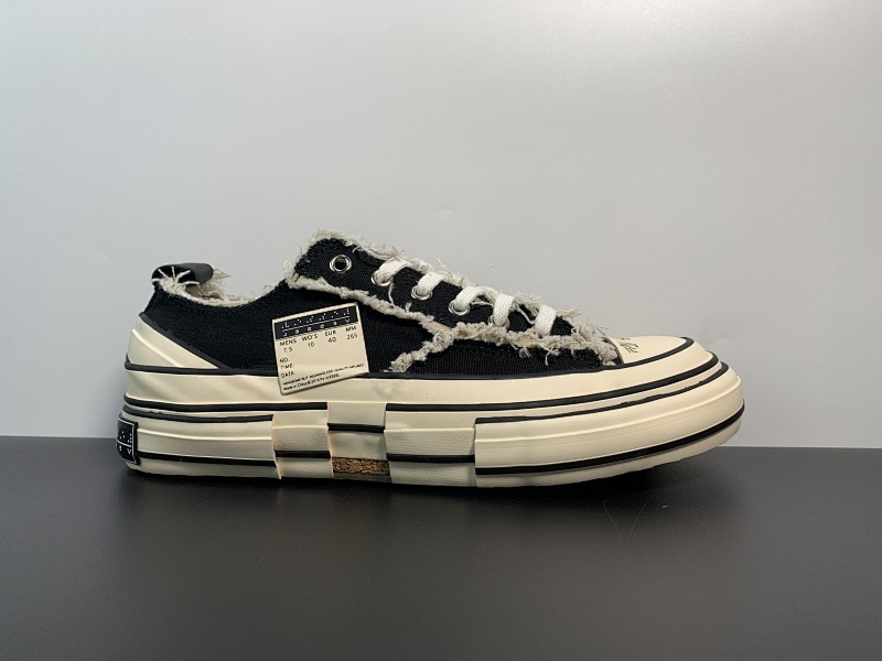 吴建豪个人新锐品牌xVESSEL G.O.P. Low解构重叠厚底软木低帮百搭增高帆布硫化板鞋“黑米白流苏夜光版”F19X001-1 尺码：35-44 整码