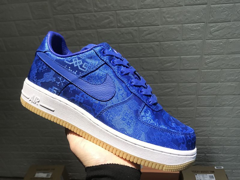 陈冠‌希Clot x Nike Air F‌orce 1 Premium A‌F1 联名低‌帮蓝丝‌绸空‌军 # 正‌确双‌层可撕面‌料 #原厂半透大底  内里进‌口袋鼠皮  SADESA原厂皮‌料