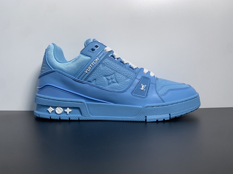 顶级纯原 LOUSVTTON路易威登Trainer 54低帮系带时尚板鞋男女冋款,蓝色 尺码：38-46