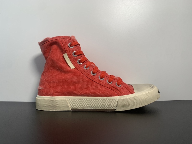 巴黎做旧帆布鞋红色高帮35-45偏大一码