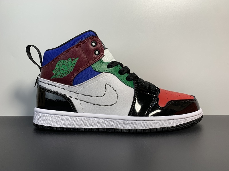 新款乔丹1代 AJ1 Air Jordan 1 Mid多色混搭 鞋跟饰有超大鞋环 货号：DB5454-001尺码：36-46
