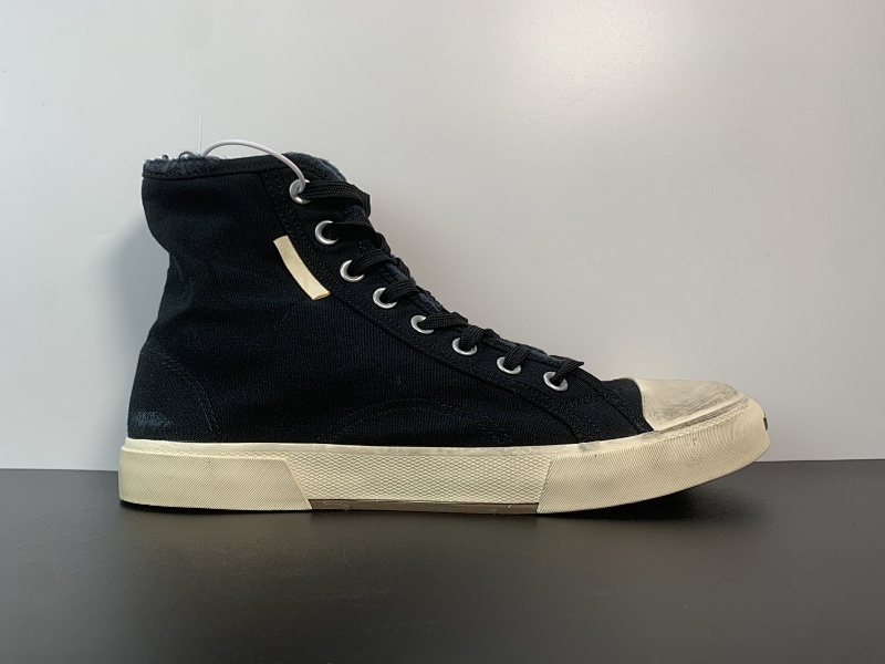 巴黎复古帆布鞋黑色高帮 尺码35-44偏大一码！