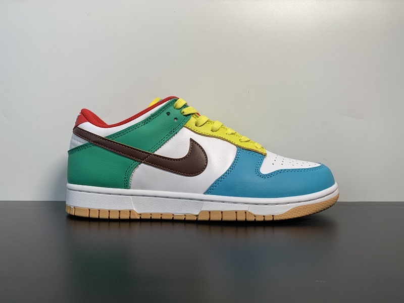 SB Dunk Low SE"Free.99"白蓝绿 多彩拼接 不对称鸳鸯货号:DH0952-100 尺码36-46