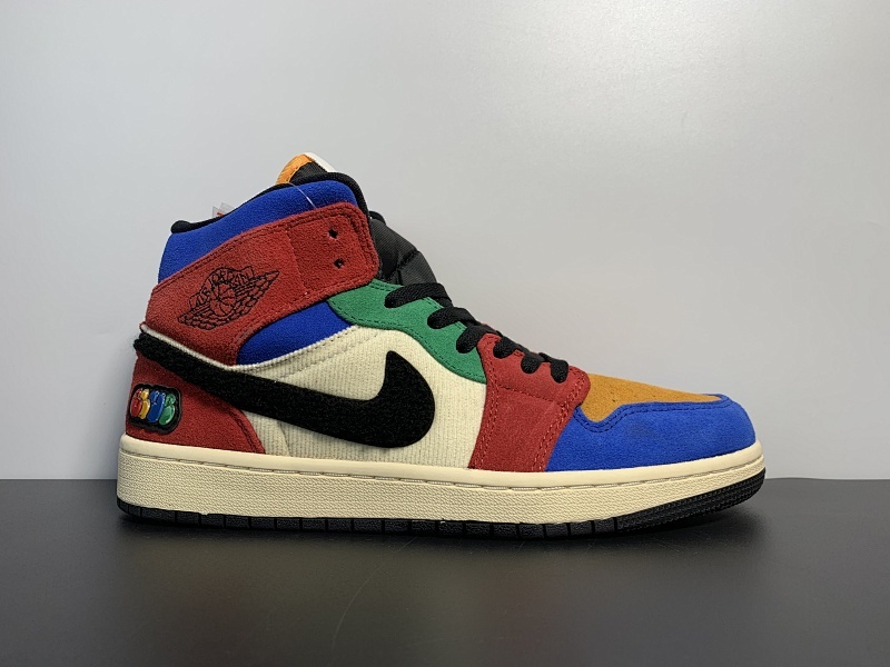 【BA60BA】Blue The Great x Air Jordan 1 Mid  “多彩拼接” AJ1乔1代中帮系列 官方货号：CU2805-100  SIZE：36～46