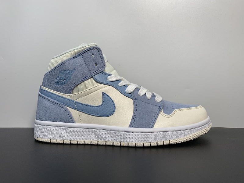 耐克 Nike Air Jordan 1 MID AJ1 巴黎配色 中帮巴黎配色 迷雾蓝与浅灰色 灯芯绒 DA4666-100 尺码：36-46