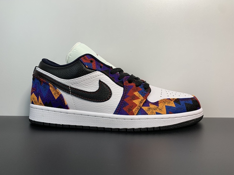 AJ1 乔丹1代低帮篮球鞋/彩虹印染 黑白彩虹 货号：CZ8659-100  尺码：36-46