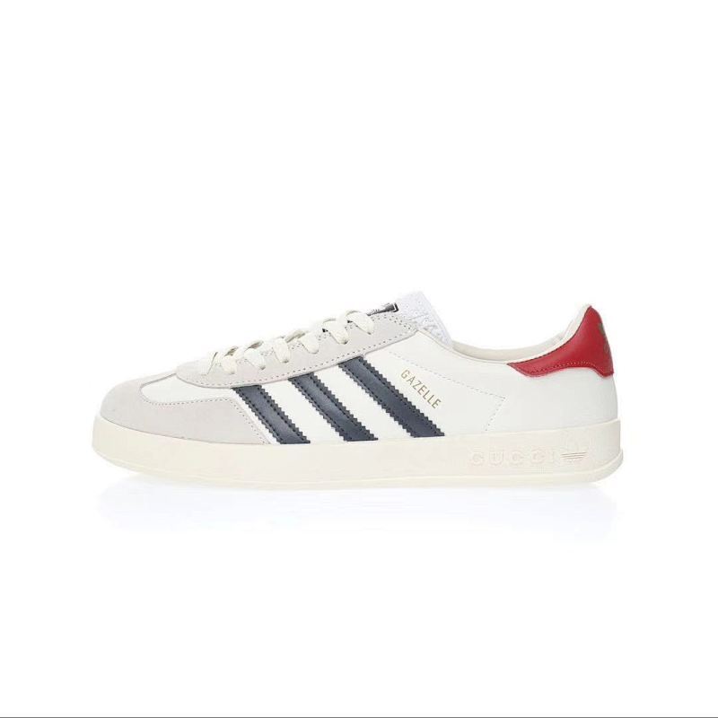古驰Gucci x Adidas Originals Gazelle"Esquisite Gucci"羚羊系列板鞋“浅灰米白海军蓝酒红”货号：707847 UTT10 9060 尺码：36-45