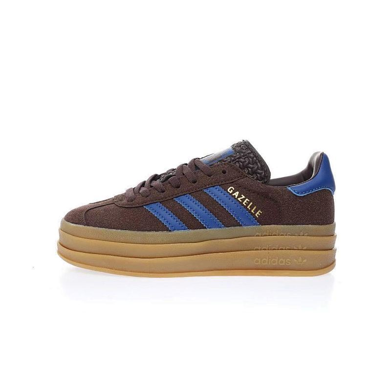 阿迪达斯Adidas Originals Gazelle Bold W 羚羊松糕系列复古百搭厚底增高低帮休闲运动板鞋“咖啡棕宝蓝生胶底”货号：IG9970