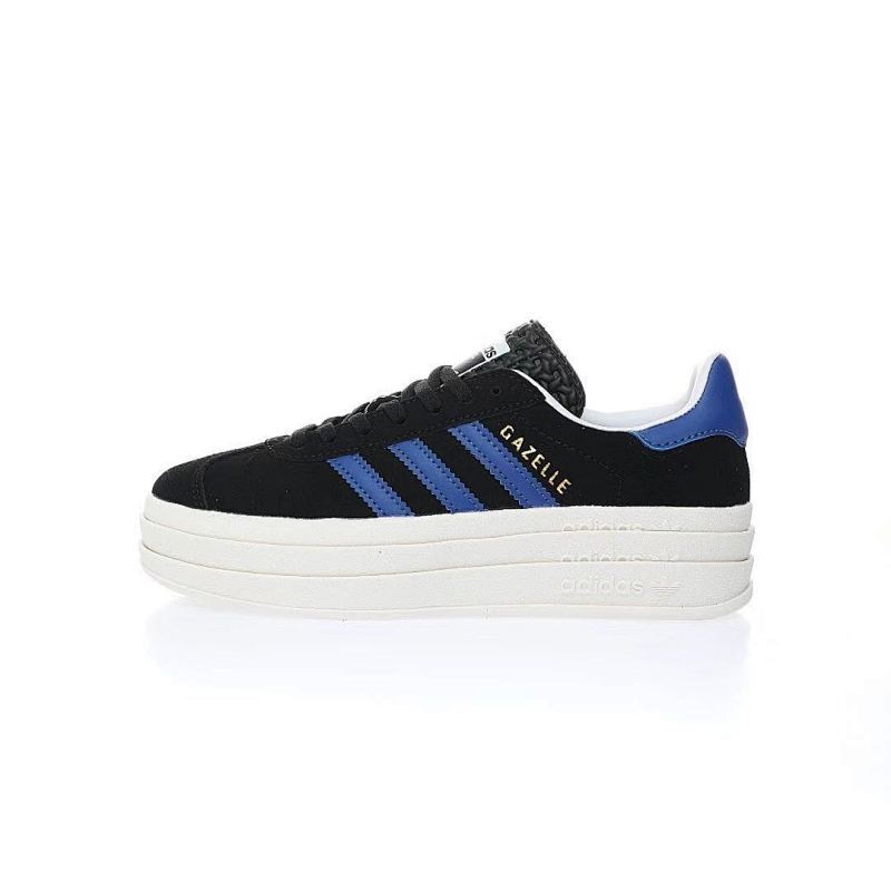 阿迪达斯Adidas Originals Gazelle Bold W 羚羊松糕系列复古百搭厚底增高低帮休闲运动板鞋“翻毛黑皇家蓝”货号：HQ4408