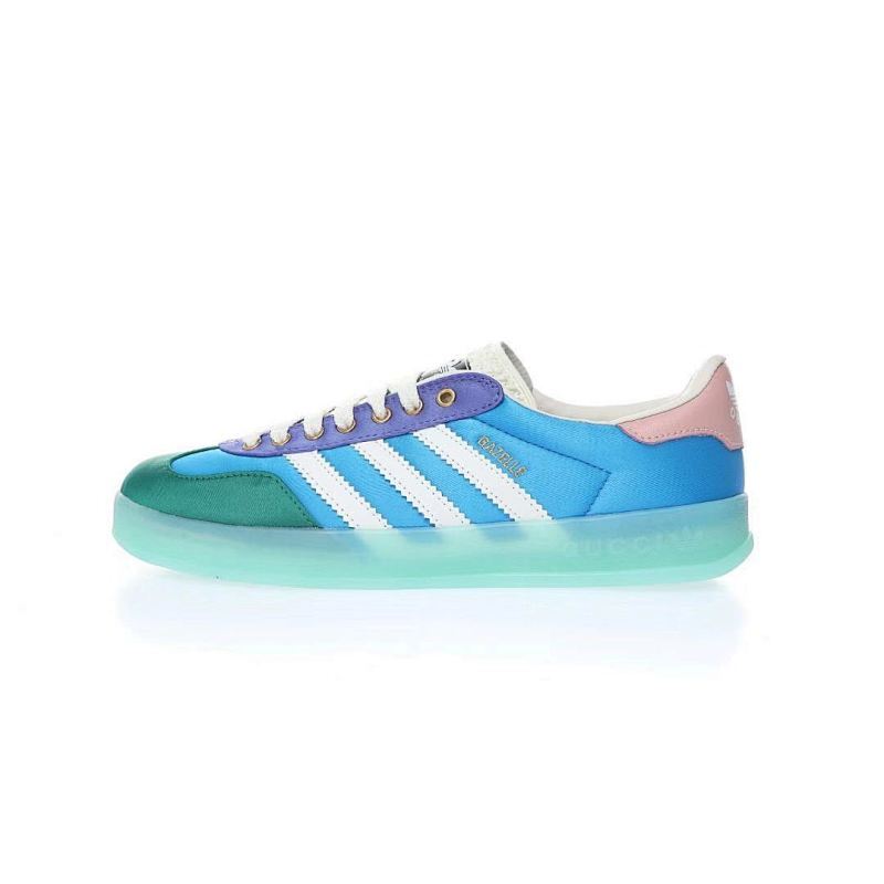 古驰Gucci x 阿迪达斯Adidas Originals Gazelle"Esquisite Gucci"羚羊系列板鞋“丝绸宝蓝紫绿粉”货号：707867 U7R10 3660 尺码：36-45