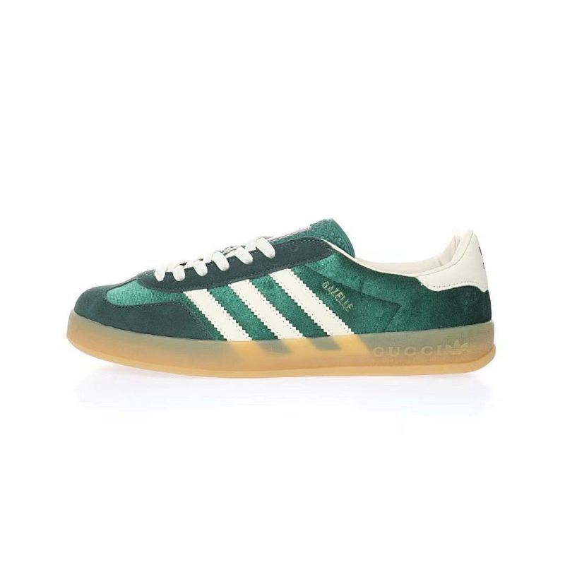 古驰Gucci x Adidas Originals Gazelle"Esquisite Gucci"羚羊系列板鞋“绒布深绿白”货号：707848 9STU0 3170 尺码：36-45