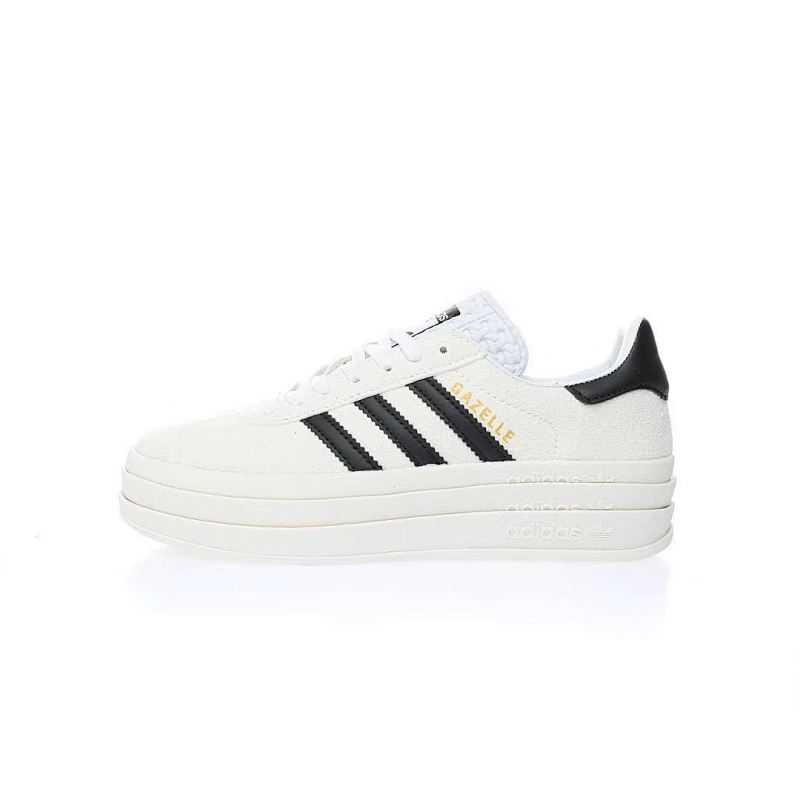 阿迪达斯Adidas Originals Gazelle Bold W 羚羊松糕系列复古百搭厚底增高低帮休闲运动板鞋“反绒白黑”货号：HQ6913