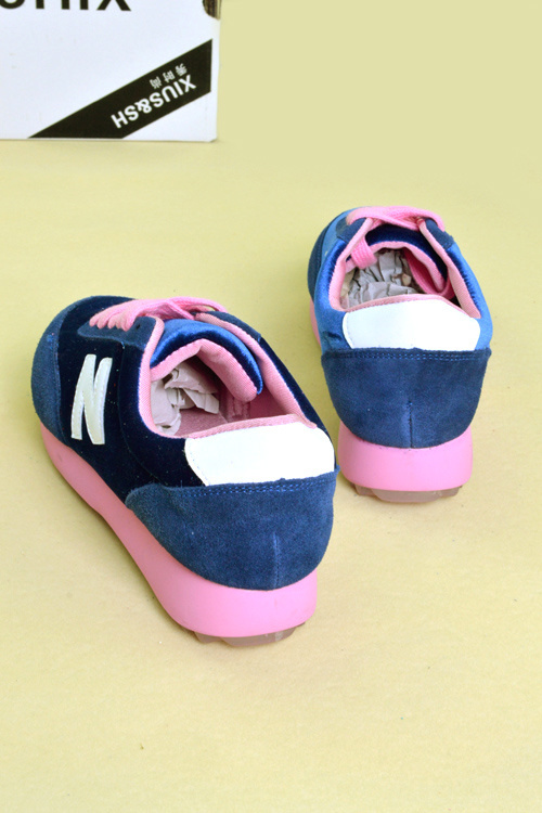 韩国n字母女鞋子运动鞋真皮休闲鞋子女英伦韩版厚底鞋松糕鞋