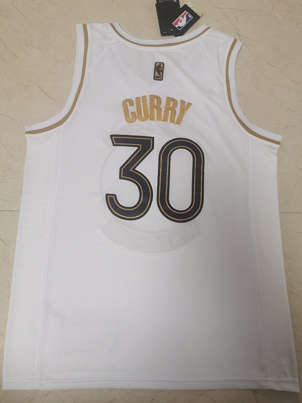 勇士30#库里白色黄金版球衣