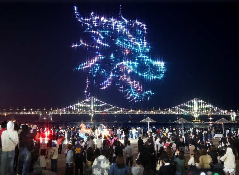 韩国釜山无人机表演秀