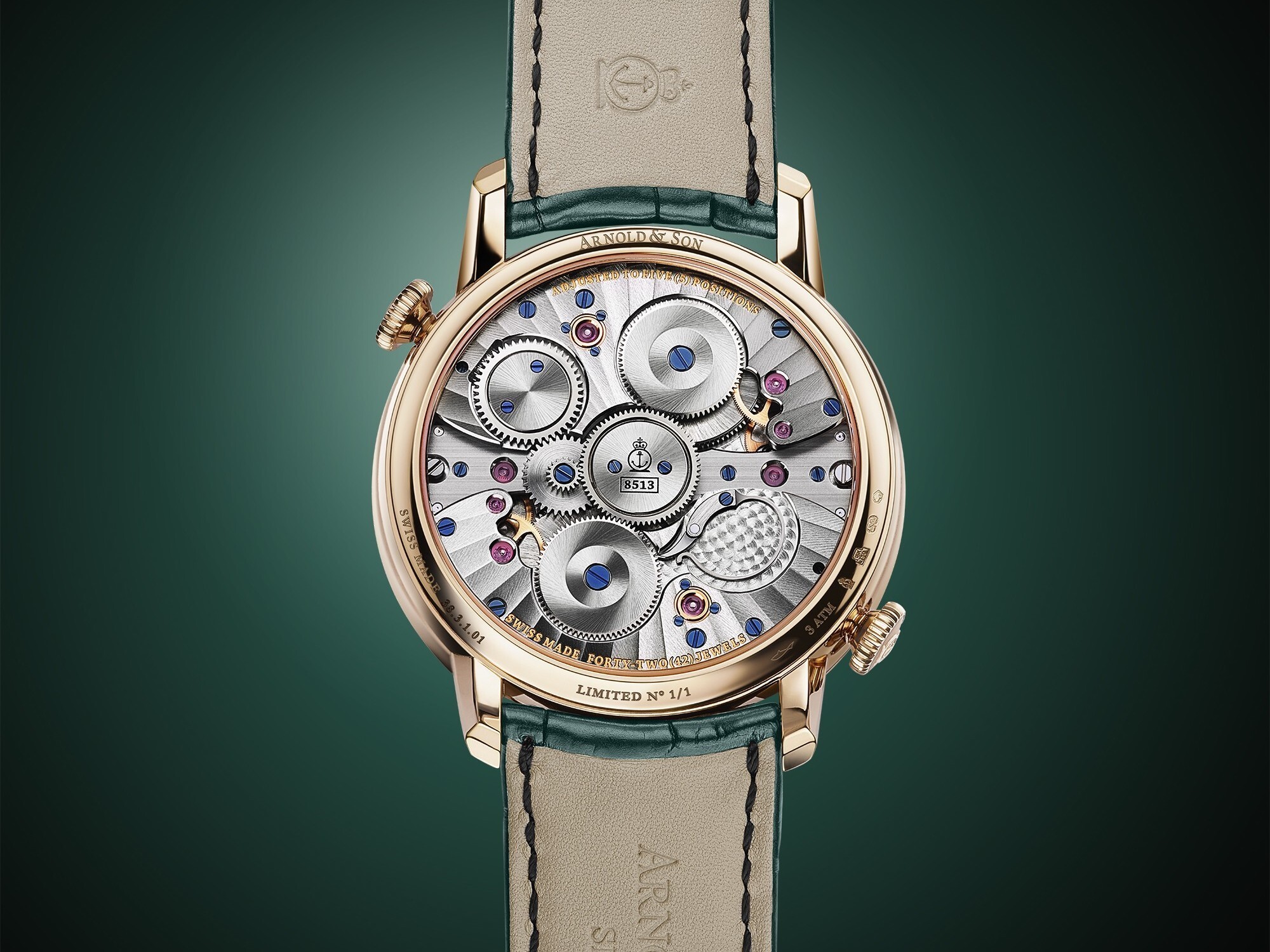 新表arnoldson推出doubletourbillonjade双重陀飞轮双时区腕表绿玉