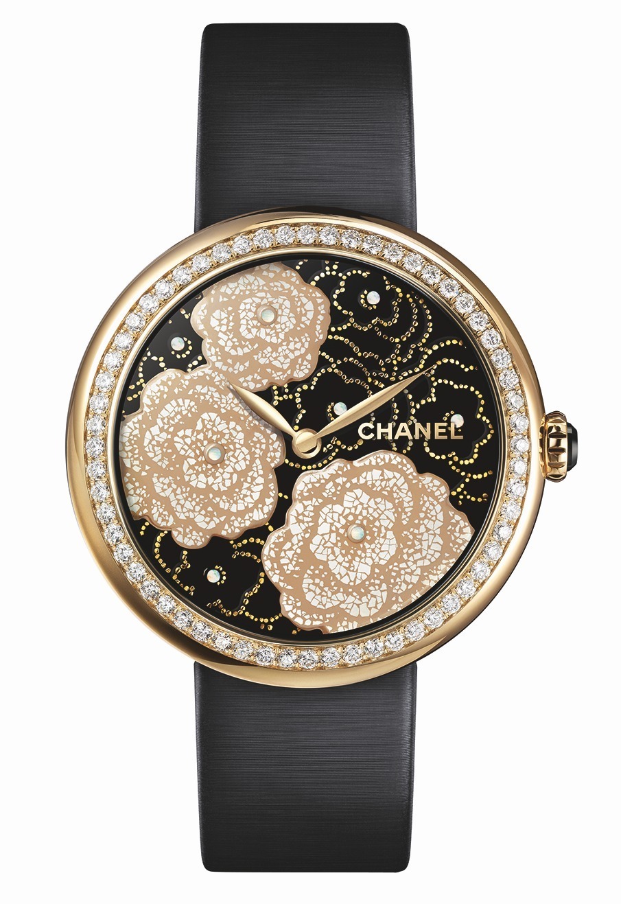 『chanel』巴塞尔表展新作:j12 g10,浮动陀飞轮,莳绘山茶花,乌木漆面