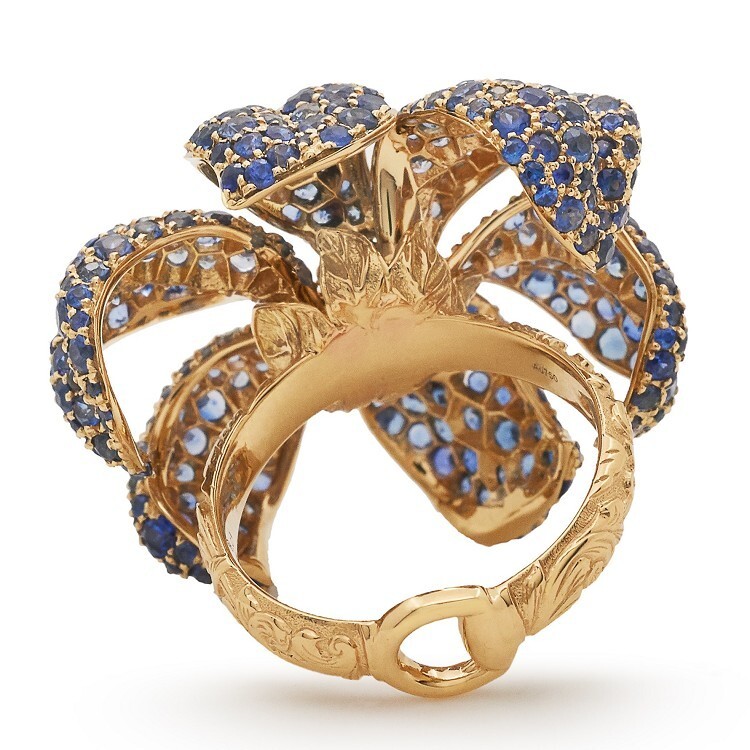 gucci古驰flora蓝宝石戒指