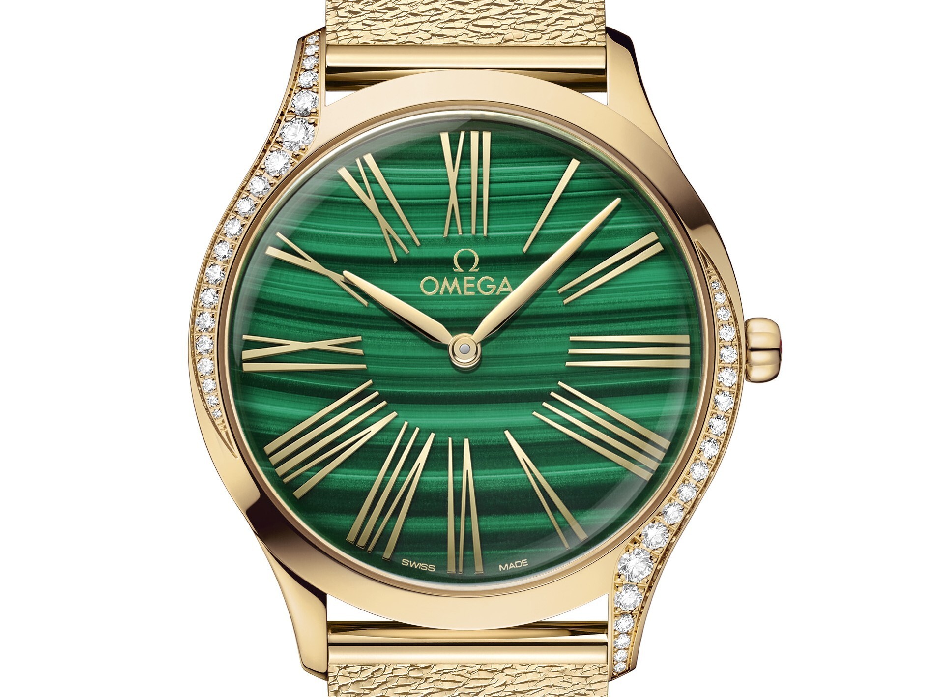 『新表』omega 推出 de ville trésor malachite 孔雀石表盘女士腕表