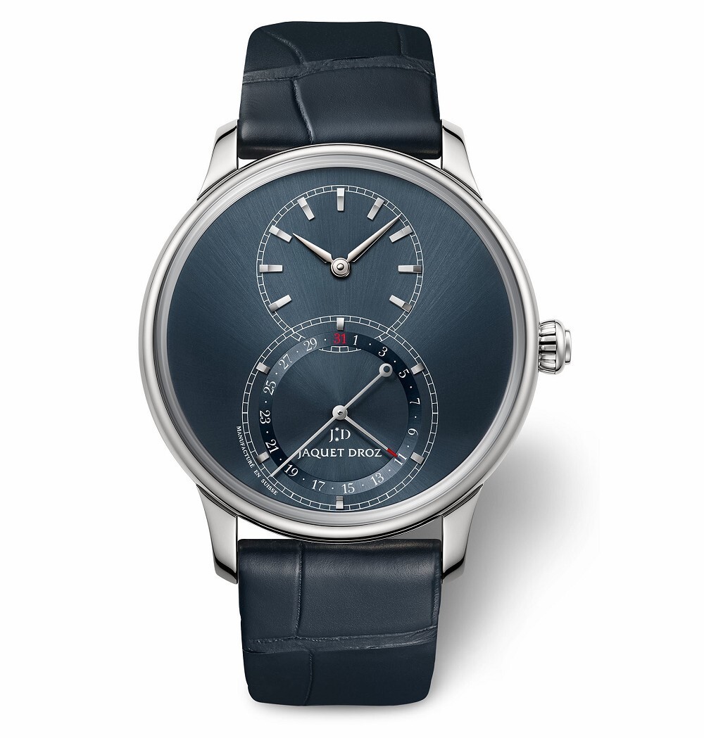 新表jaquetdroz推出grandesecondequantième蓝色版大秒针日历腕表