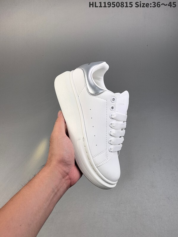 真标✅意大利高奢品牌Alexander McQueen亚历山大·麦昆 Sole Leather Sneakers低帮时装厚底休闲运动小白鞋