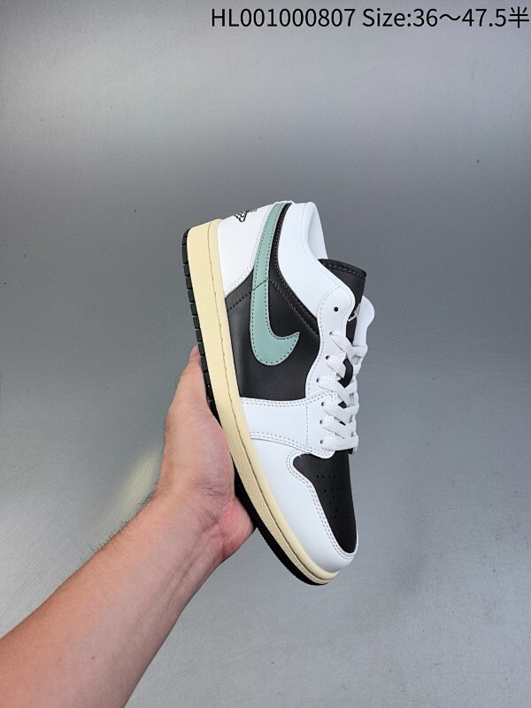 集合 真标带半码 Air Jordan 1 Low 低帮 黑白绿 AJ1 乔丹1代 aj1 乔1 低邦 黑白绿渐变 乔丹篮球鞋系列