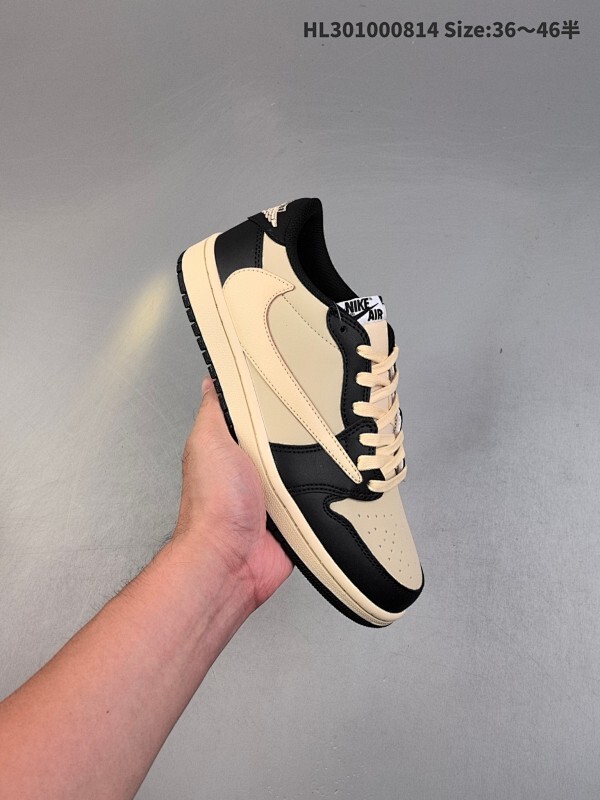 Travis Scott x Air Jordan 1 Low 低帮 米黑倒勾联名 AJ1 乔丹1代 aj1 乔1 低邦 米黄黑倒勾联名