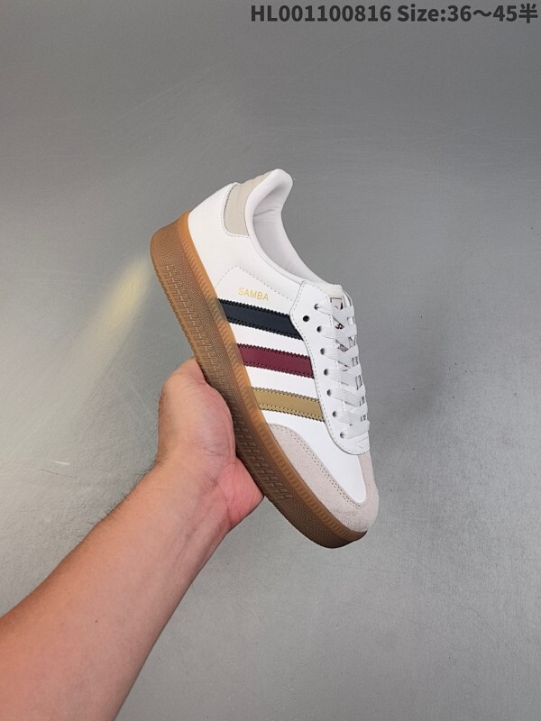 真标带半码 Adidas Original Vegan Samba 2.0 XLG 阿迪达斯 低帮 白灰 桑巴2.0低邦防滑板鞋