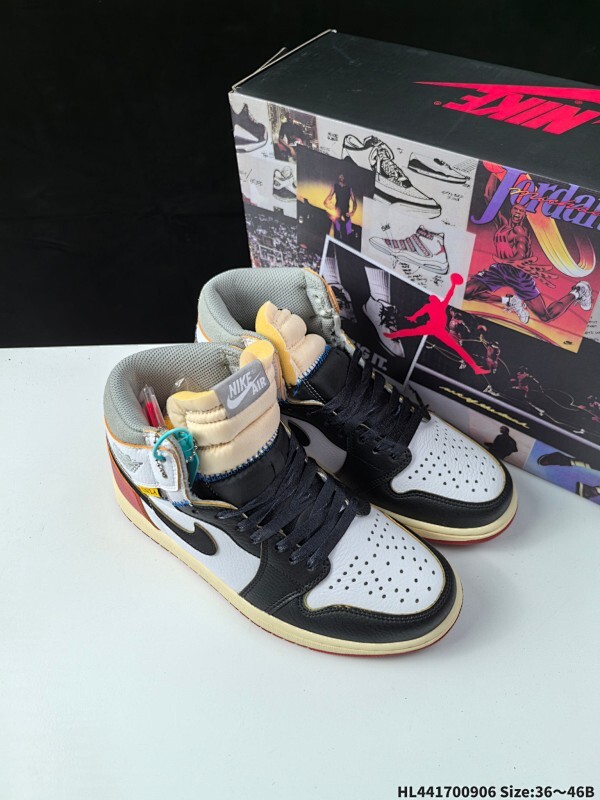 Union x Air Jordan 1 Retro High OG NRG 高帮 蓝黑红拼接 AJ1 乔丹1代 aj1 乔1 高邦 黑蓝红拼接