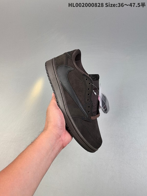 头层带半码 Travis Scott x Air Jordan 1 Low "Velvet Brown" 低帮 黑棕倒勾联名 AJ1 乔丹1代 aj1 乔1 低邦 深咖色倒勾联名