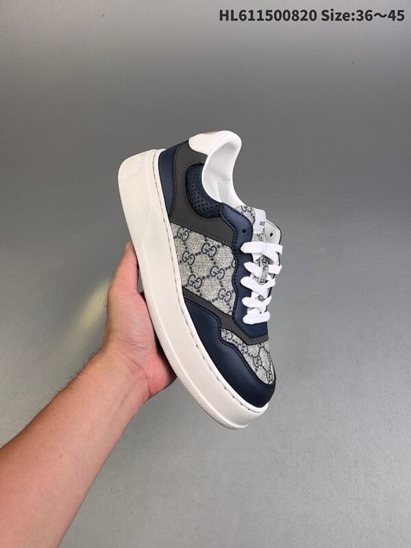 ✅GUCCI古驰 Screener 胖丁 皮革 低帮圆头系带 时尚板鞋 做旧版 采用厚底结构