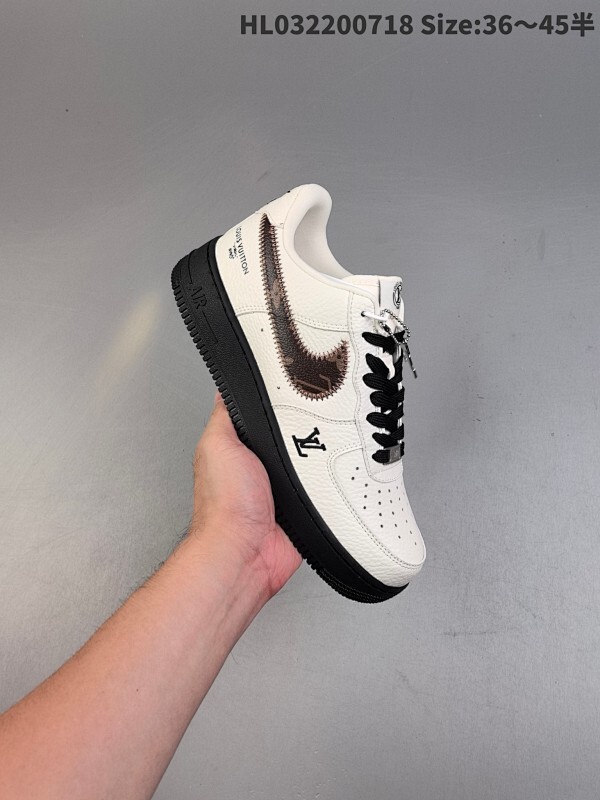 Nike Air Force 1 Low 07 x Louis Vuitton 白棕黑 原楦头原纸板 打造纯正低帮空军版型 专注外贸渠道 全掌内置蜂窝气垫
