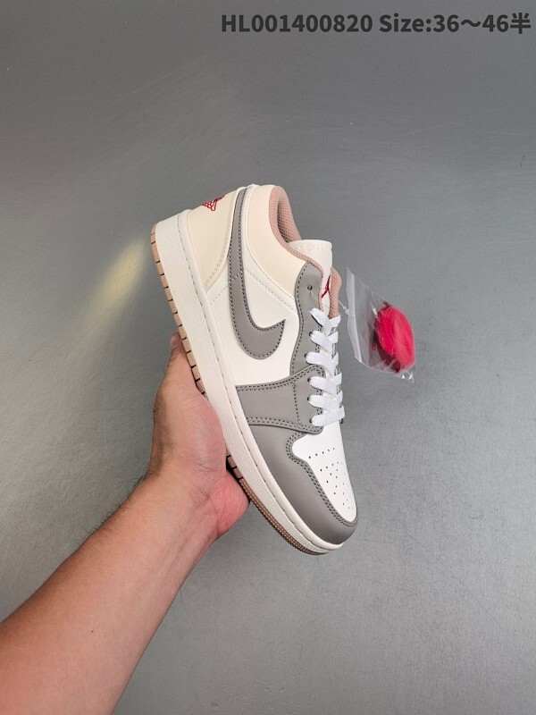 头层带半码 Air Jordan 1 Low "Sail" 低帮 帆白灰 AJ1 乔丹1代 aj1 乔1 低邦 米灰红 乔丹篮球鞋系列