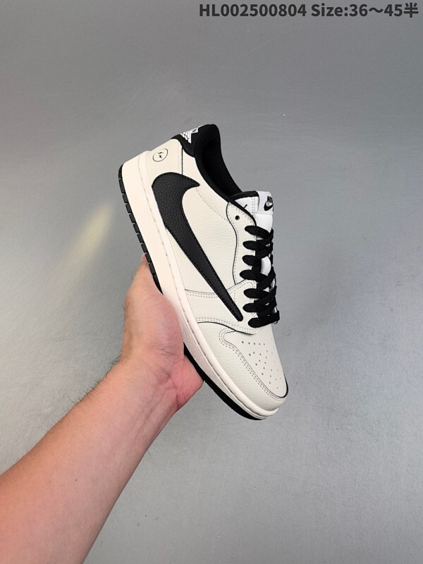 公司级 头层 Fragment Design x Travis Scott x Air Jordan 1 Low 藤原浩 x AJ1 低帮 米白黑倒钩