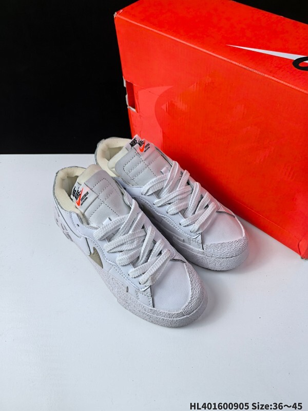 ✅Sacai x Nike Blazer Mid 经典百搭中帮开拓者休闲运动板鞋  真硫化铝楦制作 原厂布料拼接