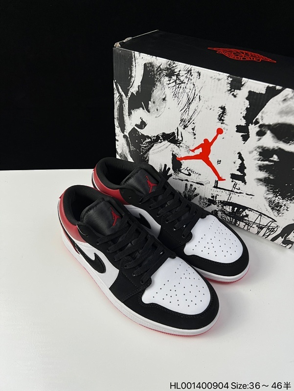 Air Jordan 1 Low "White Black Gym Red"  低帮 黑红色 AJ1 乔丹1代 aj1 乔1 低邦 黑白红 乔丹篮球鞋系列 鞋身整体以优质白色皮革打造